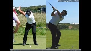 Jon Rahm golf swing  Long Iron faceon amp downtheline July 2017 [upl. by Maharva992]