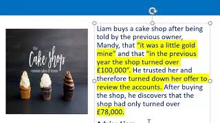 How to apply misrepresentation Liam cupcake scenario [upl. by Heindrick]